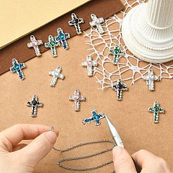 15Pcs 5 Colors Alloy Enamel with Rhinestone Pendants&nbsp;FIND-CJ0005-93