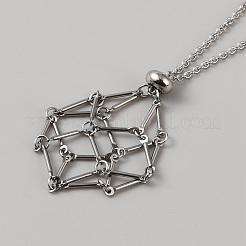 304 Stainless Steel Braided Adjusting Chain Macrame Pouch Empty Stone Holder for Pendant Necklaces Making&nbsp;NJEW-WH0025-01B-P