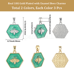 6Pcs 2 Colors Brass Pendants&nbsp;KK-BBC0021-45