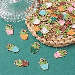 60Pcs 6 Colors Alloy Enamel Pendants&nbsp;ENAM-CJ0004-62