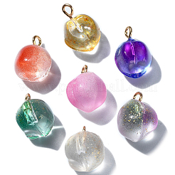 50Pcs Transparent Spray Painted Glass Peach Pendants&nbsp;GLAA-CJ0002-24