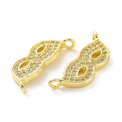 Rack Plating Brass Micro Pave Clear Cubic Zirconia Connector Charms&nbsp;KK-C008-09G