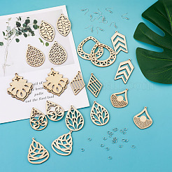 DIY 40 Pairs Natural Wooden Earring Making Kits&nbsp;DIY-TA0003-34P