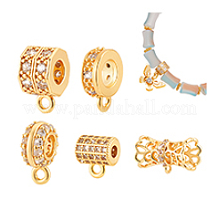 5Pcs 5 Styles Brass Micro Pave Clear Cubic Zirconia Tube Bails&nbsp;KK-PH0012-40