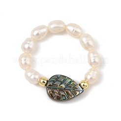 Adjustable Natural Abalone Shell/Paua Shell Finger Rings&nbsp;RJEW-JR01085
