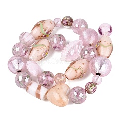 Handmade Foil Glass with Gold Sand Lampwork Beads Strands&nbsp;FOIL-Q002-08F