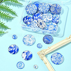 40Pcs 5 Styles Printed Glass Cabochons&nbsp;GGLA-FS0001-11