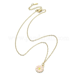 Alloy Enamel Sunflower Pendant Necklace with 304 Stainless Steel Chains&nbsp;NJEW-JN04412-01