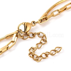 304 Stainless Steel Double Layer Square Snake Chain & Cable Chain Necklaces for Women&nbsp;NJEW-G140-01B-G