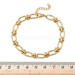 Ion Plating(IP) 304 Stainless Steel Textured Oval Link Chain Bracelets for Women&nbsp;BJEW-B092-08G-02