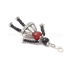 4Pcs Glass & Alloy & Gemstone Human Pendant Decoration&nbsp;HJEW-TA00361
