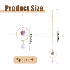 5Pcs Natural Mixed Stone & Glass Suncatchers&nbsp;HJEW-FH00260