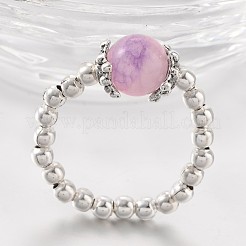 Two Tone Natural Jade Stretch Finger Rings&nbsp;RJEW-JR00152