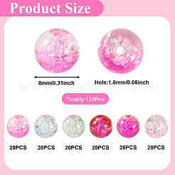 120Pcs 6 Colors Transparent Spray Painting Crackle Glass Beads&nbsp;GLAA-TADJ0001-21A-A