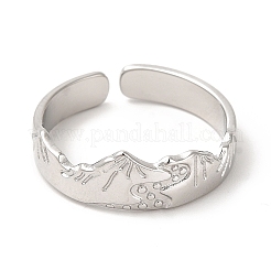 Non-Tarnish 304 Stainless Steel Mountain Open Cuff Ring for Women&nbsp;RJEW-E063-09P