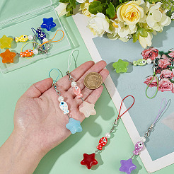 8Pcs Porcelain & Acrylic Mobile Straps&nbsp;HJEW-PH02161