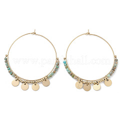 304 Stainless Steel Natural Natural Turquoise Chandelier Earrings&nbsp;EJEW-Z089-36G-01