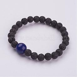 Natural Lava Rock Beaded Stretch Bracelets&nbsp;BJEW-JB02906