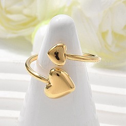304 Stainless Steel Heart Cuff Rings for Women&nbsp;RJEW-A063-01D-G