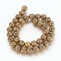 Electroplated Natural Lava Rock Beads Strands&nbsp;G-P400-04AB