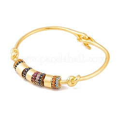 Brass Pave Cubic Zirconia Column Bangles for Women&nbsp;BJEW-S147-22G