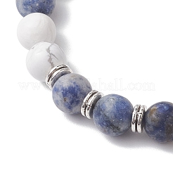 8mm Round Natural Howlite & Blue Spot Jasper Beaded Stretch Bracelets for Women&nbsp;BJEW-TA00529