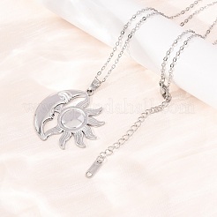 304 Stainless Steel Sun Moon Pendant Cable Chain Necklaces for Men Women&nbsp;NJEW-K308-04D-P