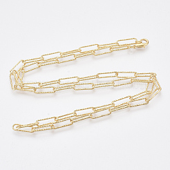 Brass Textured Paperclip Chain Necklace Making&nbsp;MAK-S072-02B-G
