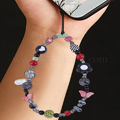 1Pc Flower & Butterfly Plastic Cell Phone Strap Charm Hanging Keychain for Women&nbsp;AJEW-LP0004-59