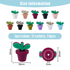 11Pcs 11 Colors Leaf Pot Food Grade Eco-Friendly Silicone Focal Beads&nbsp;SIL-FH0001-09
