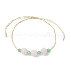 Round Natural Malaysia Jade & Rose Quartz Beaded Necklace & Bracelet & Dangle Earring Sets&nbsp;SJEW-JS01333
