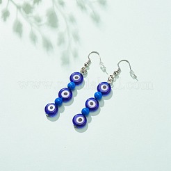 Lampwork Evil Eye & Acrylic Beaded Dangle Earrings&nbsp;EJEW-JE04972-01