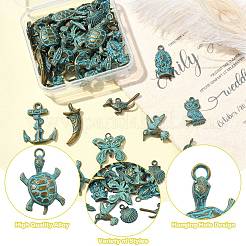 50Pcs 10 Styles Tibetan Style Alloy Pendants&nbsp;FIND-CJ0004-28