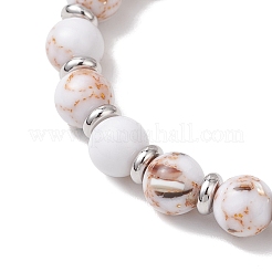 Sea Shell & Synthetic Turquoise Assembled Beads Stretch Bracelets for Men Women&nbsp;BJEW-JB12125-02