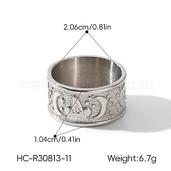 304 Stainless Steel Wide Band Finger Rings for Women&nbsp;WG0EAB9-02