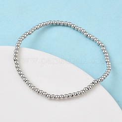 Brass Round Beaded Stretch Bracelets for Men Women&nbsp;BJEW-B148-05A-P