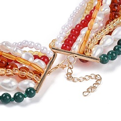 Bohemian Glass Beaded Multi Layered Necklaces for Women&nbsp;NJEW-K384-02A