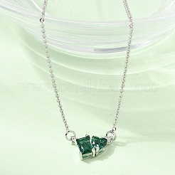 Brass Pave Cubic Zirconia Rectangle and Heart Pendant Cable Chain Necklaces&nbsp;LS-KK-CBAB173-04P-09