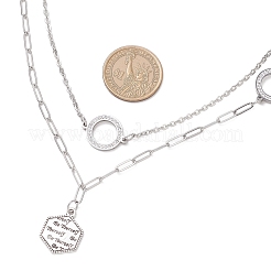 Tarnish Resistant 304 Stainless Steel Ring Link Chain Double Layer Necklaces & Bracelets Sets&nbsp;SJEW-JS01324