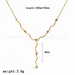 304 Stainless Steel Pave Clear Cubic Zirconia Y Tassel Necklaces&nbsp;WG6A8F3-04