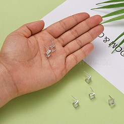 Rhodium Plated 925 Sterling Silver Stud Earring Findings&nbsp;X-STER-F048-28P