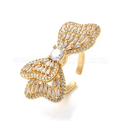Brass Pave Cubic Zirconia Open Cuff Rings for Women&nbsp;RJEW-M169-04G