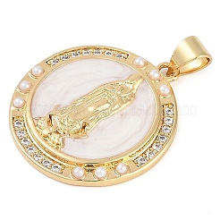 Rack Plating Brass Micro Pave Clear Cubic Zirconia Pendants&nbsp;KK-P287-36A-G