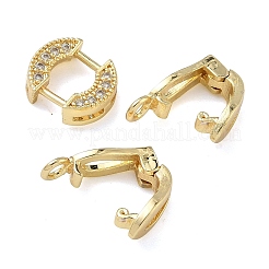 Ring Brass Micro Pave Clear Cubic Zirconia Fold Over Clasps&nbsp;KK-Z143-18G
