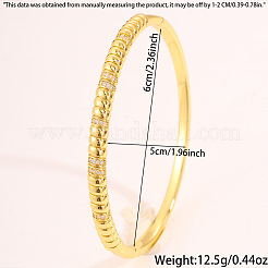 Ribbed Brass & Clear Cubic Zirconia Hinged Bangles for Women&nbsp;WG11522-01