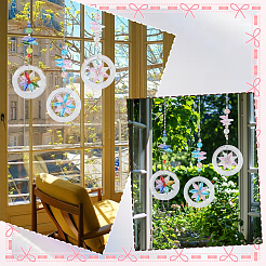 3Pcs 3 Colors 304 Stainless Steel Chain & Glass Pendant Decoration&nbsp;HJEW-SP0001-10