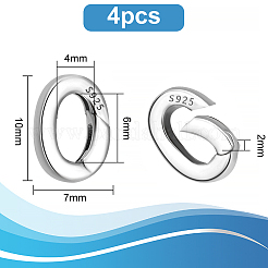 4Pcs 925 Sterling Silver Spring Gate Rings&nbsp;STER-PH0001-53