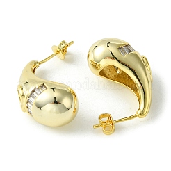Brass with Cubic Zirconia Studs Earrings&nbsp;EJEW-K267-11G