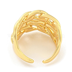 Rack Plating Brass Hollow Curb Chains Open Cuff Rings&nbsp;RJEW-Q784-04G