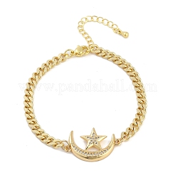 Brass Micro Pave Clear Cubic Zirconia Charm Bracelets&nbsp;BJEW-M050-01G-01